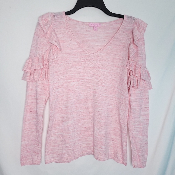 Lilly Pulitzer Sweaters - LILLY PULITZER Fresca V-neck Ruffle Sleeve Sweater MEDIUM